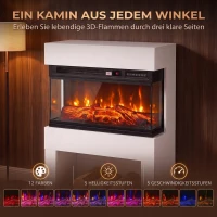 HOMCOM Elektrokamin 3D Flammeneffekt Wandkamin elektrisch Kaminsims 64 cm Weiß(m-4)