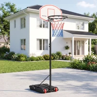 SPORTNOW Panier de Basket Extérieur et Fléchettes 2 en 1, Hauteur Réglable 210-247cm, Portable, Roues, Base Remplissable, Noir(m-2)