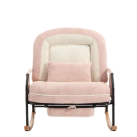 Fauteuil à bascule grand format, dossier réglable et repose-pieds escamotable, poches latérales, coussin rembourré, intérieur et extérieur, Rose(m-22)