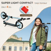 Trottinette pliable dès 6 ans pour enfants, adolescents et adultes, roues 8 pouces, guidon réglable sur 4 niveaux, roulement ABEC9, Bleu bébé(m-4)