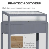 Outsunny Verhoogd Bed Hout met Koud Frame 2-in-1 Kas Tomatenhuis Groentebed Kruidenbed Plantenbak voor Tuin Balkon en Terras Polycarbonaat Grijs 120 x 54 x 112/122 cm(m-6)