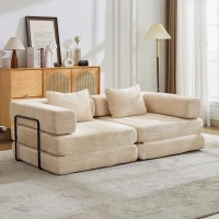 Wandelbares modulares Boden-Schlafsofa aus Chenille, klappbare Sofa- und Matratzenfunktion, 200x100x63 cm, Beige(m-1)