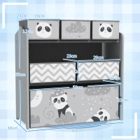 ZONEKIZ Scaffale Portagiochi per Bambini con 6 Contenitori Rimovibili in Tessuto, 63x30x66 cm, Grigio(m-3)