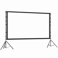 HOMCOM Ecrã de Projeção 100 Polegadas Formato 16:9 HD 4K/8K Frente e Verso com Suporte para Interior e Exterior Branco(m-1)