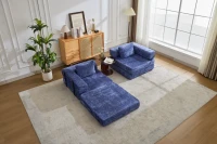 Boden-Schlafsofa, klappbar und modular, Chenille, 200x100x63 cm, Dunkelblau(m-15)