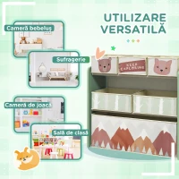 ZONEKIZ Etajeră pentru Depozitarea Jucăriilor pentru Copii, cu 6 Coșuri Detasabile din Material Textil, 63x30x66cm, Verde(m-6)