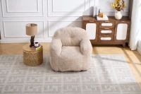 Sitzsack-Sofa mit Armlehnen, zerkleinerter Schaumstofffüllung und Kunstfellbezug für Wohn- und Schlafzimmer, Beige(m-17)