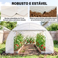 Outsunny Cobertura de Estufa de Túnel 6x3x2m Cobertura de Substituição de Estufa com 12 Janelas e Portas Enroláveis Branco(m-6)
