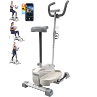 SPORTNOW Máquina Elíptica 3 en 1 Silenciosa con Asiento Resistencia Magnética Regulable Pantalla LCD Compatible con App Blanco(m-11)