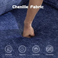 Boden-Schlafsofa, klappbar und modular, Chenille, 200x100x63 cm, Dunkelblau(m-4)