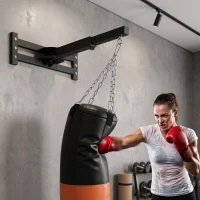 SPORTNOW Boxsack Wandhalterung 5-fach verstellbar Boxsack Ständer mit 360°-Drehhaken 4 Ketten, Stahl für Home Gym(m-5)