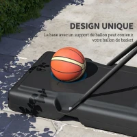 HOMCOM Panier de Basket Extérieur Portable, Hauteur Réglable 1,6-3,05 m, Base Stable Remplissable, Support pour Ballon, Noir(m-7)