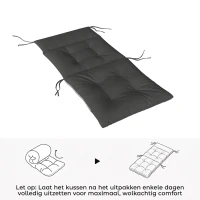 Outsunny 4-delig set zitkussens waterafstotend antislip stoelkussens met banden, indoor en outdoor 111,5 x 53 x 8 cm donkergrijs(m-7)