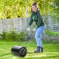 Outsunny Gazonwals met U-handgreep tuinwals tuinroller vulling 60 l water/zand metaal(m-2)