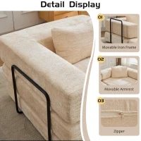 Wandelbares modulares Boden-Schlafsofa aus Chenille, klappbare Sofa- und Matratzenfunktion, 200x100x63 cm, Beige(m-5)