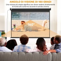 HOMCOM Schermo per Proiettore 89" Formato 4:3 Regolabile con Telecomando, 171x130cm, Nero(m-5)