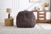 Sitzsack-Sofa mit Armlehnen, zerkleinerter Schaumstofffüllung und Kunstfell, 95x95x79 cm, Dunkelgrau(m-11)