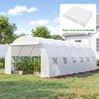 Outsunny Greenhouse Replacement Cover ONLY Winter Garden Plant PE Cover with Roll-up Windows Door, 6 x 3 x 2m White(m-12)