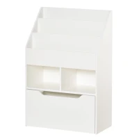HOMCOM Mică bibliotecă pentru copii cu rafturi și sertar din MDF, 60x29,9x90cm, alb(m-11)