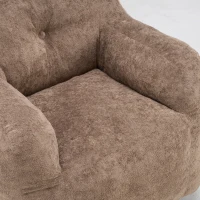 Sitzsack-Sessel mit Armlehnen, Kunstfellbezug, zerkleinerter Schaumstofffüllung, ergonomischer Rückenlehne, 95x95x79 cm, Khaki(m-20)