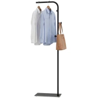 HOMCOM Clothing Rack with 3 Side Hooks, Garment Rack with Marble Base, 45 x 25 x 169 cm, for Bedroom, Bathroom, Black(m-15)