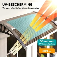Outsunny® luifel voordeurluifel 120 x 80 cm luifel overkapping polycarbonaat polycarbonaat bruin | Aosom.de(m-4)