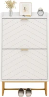 Schuhschrank mit 2 Klappen, schmal, verstellbaren Trennwänden und Kippschutz, 50x24x103,5 cm, Weiß(m-1)