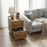 Nachttisch, minimalistisches Design, 2 grifflose Schubladen, 38x48x50 cm, Eiche(m-8)