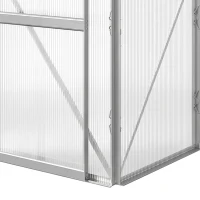 Outsunny Serre adossée serre de jardin fenêtres ouvrables à 5 niveaux panneau en PC cadre aluminium 192 x 68 x 196 cm transparent(m-11)