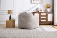 Sitzsack-Sessel, geschredderte Schaumstofffüllung, Kunstfell, Armlehnen, 95x95x79 cm, Hellgrau(m-12)