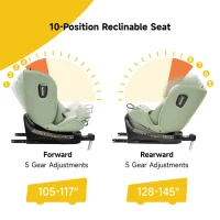 360° drehbarer i-Size Kindersitz mit ISOFIX, Reboarder, Liegefunktion und abnehmbarem Vordach für 40–150 cm, Grün(m-4)