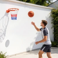 SPORTNOW Arceau de Basket Mural avec Filet Résistant aux Intempéries Robuste pour Intérieur et Extérieur 50 x 62 x 12 cm Rouge(m-2)