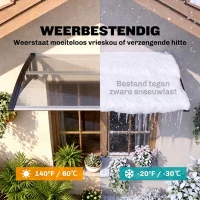 Outsunny® luifel voordeurluifel 100 x 80 cm luifel overkapping polycarbonaat transparant | Aosom.de(m-6)