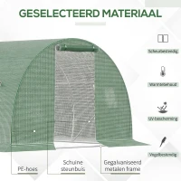 Outsunny Buitenkas met raam donkergroen 4,5 x 3 m(m-4)