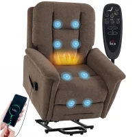 HOMCOM Fauteuil Releveur Électrique Massage et Chaleur Fauteuil Relax Électrique Velours Port USB Dossier Inclinable Marron(m-17)