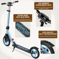 Trottinette pliable dès 6 ans pour enfants, adolescents et adultes, roues 8 pouces, guidon réglable sur 4 niveaux, roulement ABEC9, Bleu bébé(m-1)