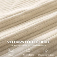 HOMCOM Canapé d'Angle 3 Places en Velours Côtelé, Canapé Compressé en L 235cm, Méridienne Incurvée, Assise Profonde, Beige(m-7)
