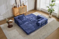 Boden-Schlafsofa, klappbar und modular, Chenille, 200x100x63 cm, Dunkelblau(m-10)