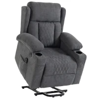 HOMCOM Sillón Relax Reclinable Eléctrico Levanta Personas con 8 Puntos Masaje y Calor Lumbar Puerto USB Mando Reposapiés Gris(m-1)