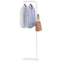 HOMCOM Clothing Rack with 3 Side Hooks, Garment Rack with Marble Base, 45 x 25 x 169 cm, for Bedroom, Bathroom, White(m-15)