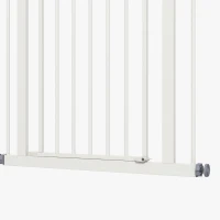 PawHut Metal 74-80cm Adjustable Pet Gate Safety Barrier w/ Auto-Close Door White(m-13)