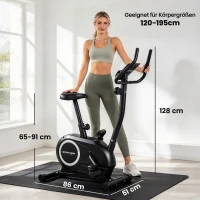 SPORTNOW Heimtrainer Fahrrad Höhenverstellbar Hometrainer mit APP Magnetwiderstand LCD-Monitor Pulssensoren Handyhalterung(m-3)
