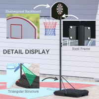 SPORTNOW Panier de Basket Extérieur et Fléchettes 2 en 1, Hauteur Réglable 210-247cm, Portable, Roues, Base Remplissable, Noir(m-8)
