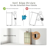 Schuhschrank mit 2 Klappen, schmal, verstellbare Trennwände, Skandi-Design, Grün(m-10)