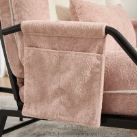 Fauteuil à bascule grand format, dossier réglable et repose-pieds escamotable, poches latérales, coussin rembourré, intérieur et extérieur, Rose(m-16)