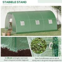 Outsunny Buitenkas met raam donkergroen 4,5 x 3 m(m-6)