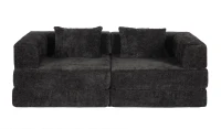 Schlafsofa, wandelbares Bodensofa, modular, Chenille, 200x100x63 cm, Schwarz(m-19)