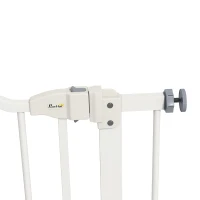 PawHut Metal 74-80cm Adjustable Pet Gate Safety Barrier w/ Auto-Close Door White(m-12)