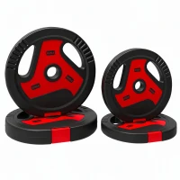SPORTNOW Conjunto 4 Discos de Ginásio com Alças 20 kg Furo 2,5 cm Preto e Vermelho(m-1)