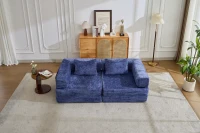 Boden-Schlafsofa, klappbar und modular, Chenille, 200x100x63 cm, Dunkelblau(m-14)
